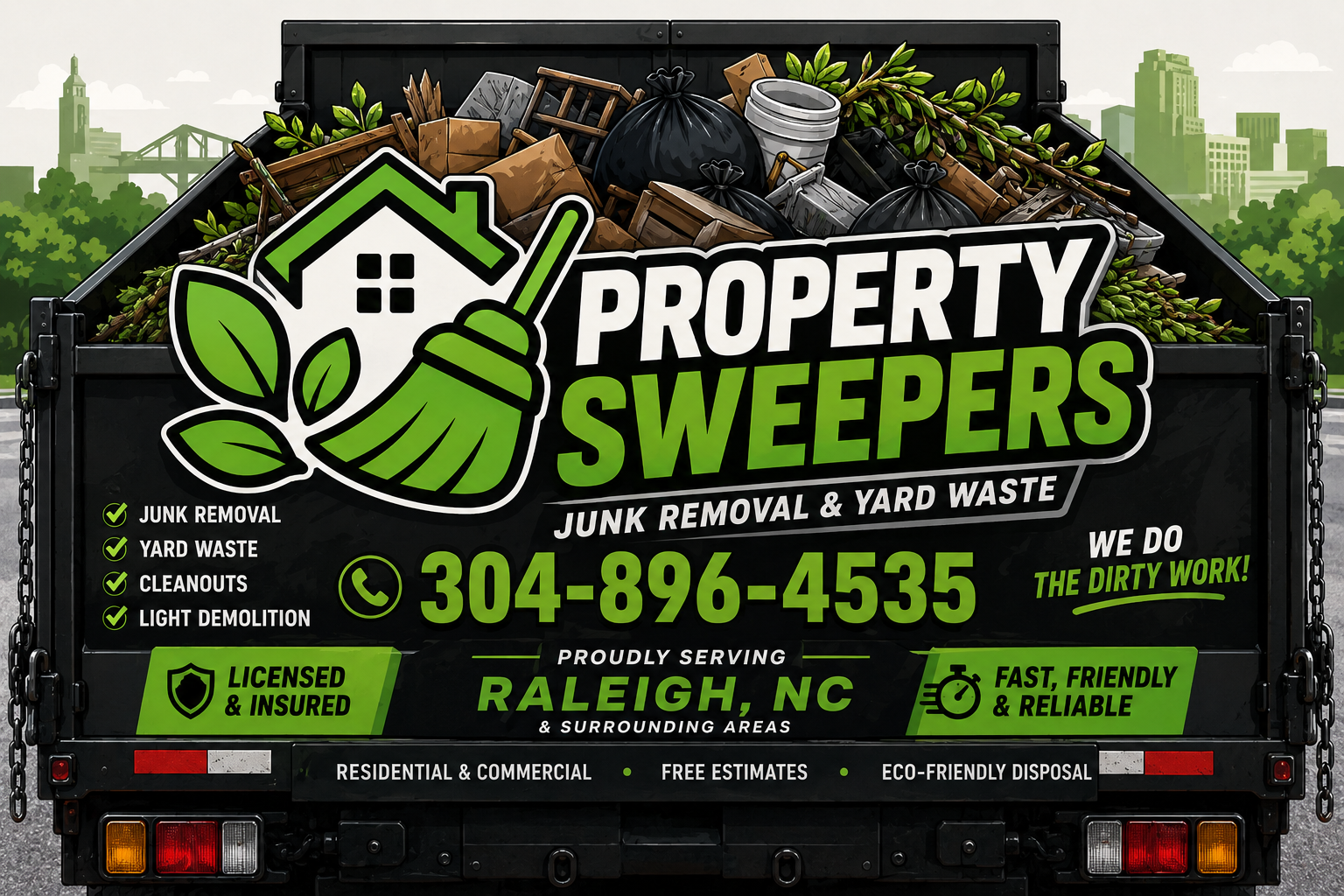 Property Sweepers junk removal truck serving Raleigh, NC